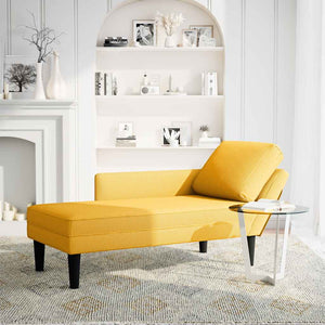 Hellgelbe Cord Chaiselongue mit Kissen