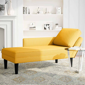 Hellgelbe Cord Chaiselongue mit Kissen