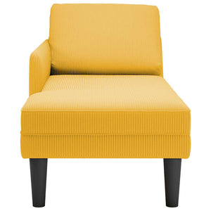 Hellgelbe Cord Chaiselongue mit Kissen