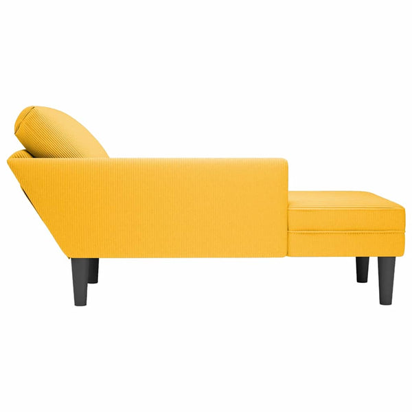 Hellgelbe Cord Chaiselongue mit Kissen