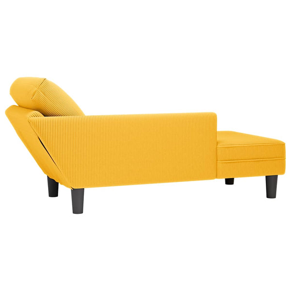 Hellgelbe Cord Chaiselongue mit Kissen