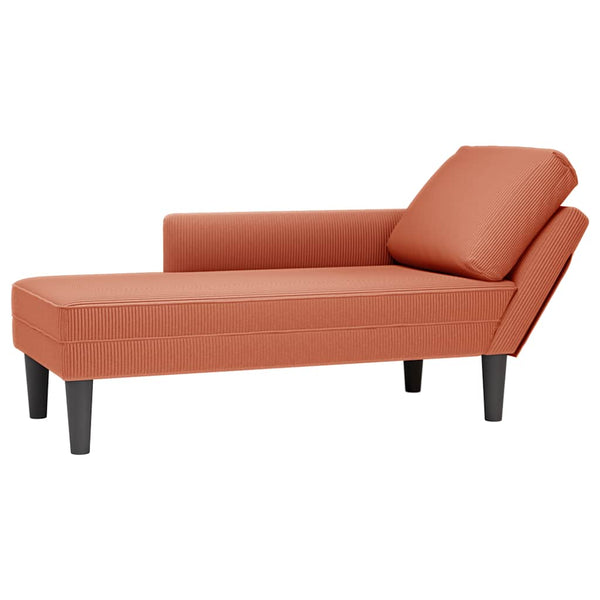 Rot-orange Cord Chaiselongue mit Kissen