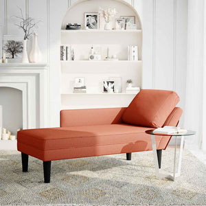 Rot-orange Cord Chaiselongue mit Kissen