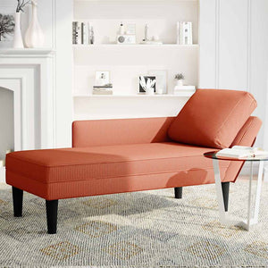 Rot-orange Cord Chaiselongue mit Kissen