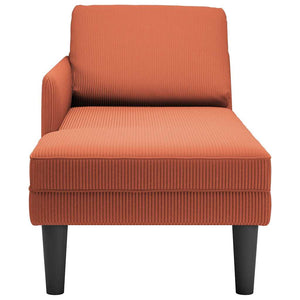 Rot-orange Cord Chaiselongue mit Kissen