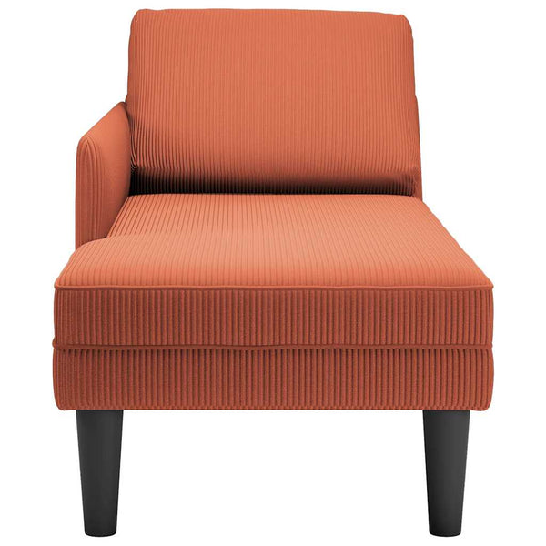Rot-orange Cord Chaiselongue mit Kissen