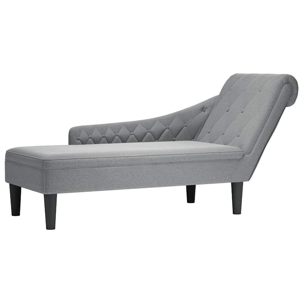 vidaXL Chaise longue avec coussin et accoudoir droit Gris clair Tissu