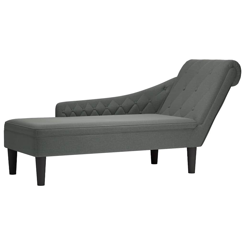 Dunkelgraue Chaiselongue mit Kissen, Rechte Armlehne