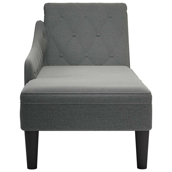 Dunkelgraue Chaiselongue mit Kissen, Rechte Armlehne