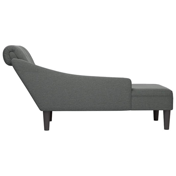 Dunkelgraue Chaiselongue mit Kissen, Rechte Armlehne