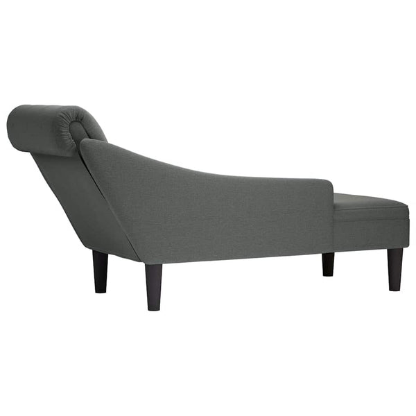 Dunkelgraue Chaiselongue mit Kissen, Rechte Armlehne