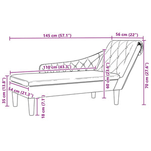Dunkelgraue Chaiselongue mit Kissen, Rechte Armlehne