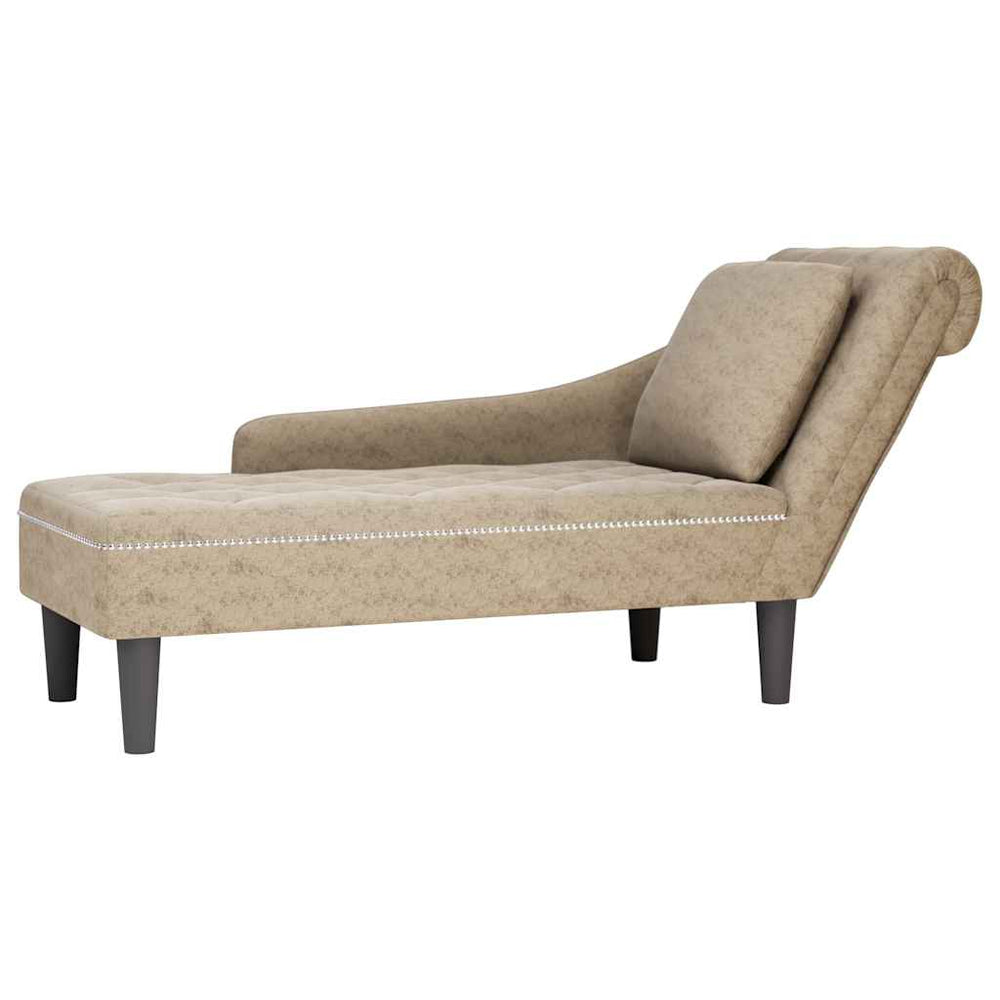 vidaXL Chaise longue avec coussin et accoudoir droit Similicuir Gris clair