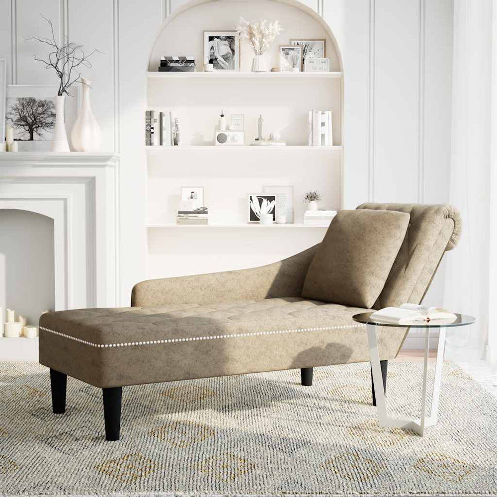 vidaXL Chaise longue avec coussin et accoudoir droit Similicuir Gris clair