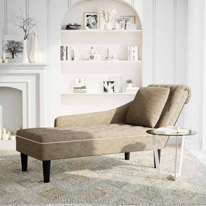 Chaiselongue Hellgrau Kunstleder Rechte Armlehne