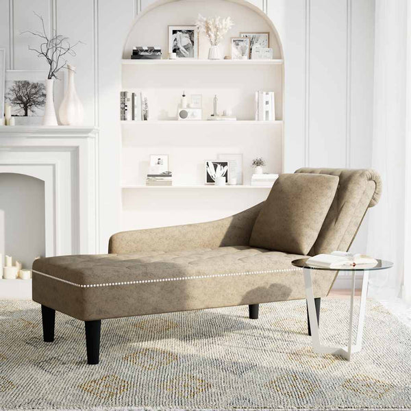 Chaiselongue Hellgrau Kunstleder Rechte Armlehne