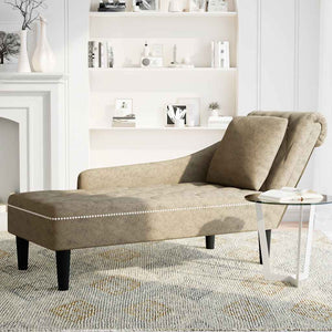 Chaiselongue Hellgrau Kunstleder Rechte Armlehne