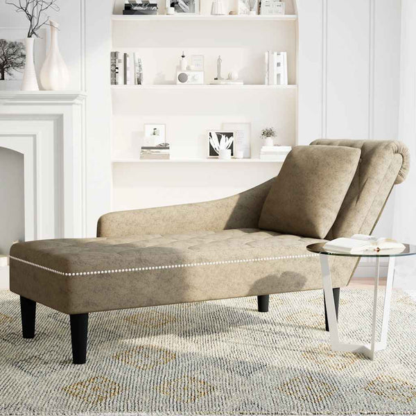 Chaiselongue Hellgrau Kunstleder Rechte Armlehne