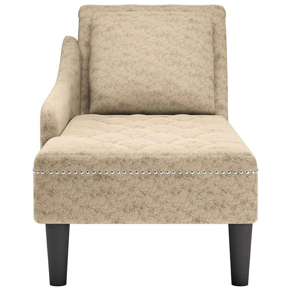 Chaiselongue Hellgrau Kunstleder Rechte Armlehne