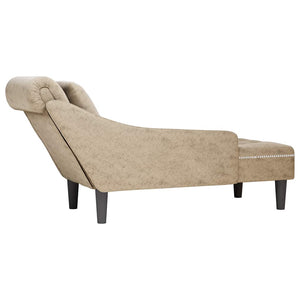 Chaiselongue Hellgrau Kunstleder Rechte Armlehne