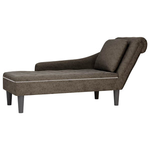 Chaiselongue Grau Kunstleder Rechte Armlehne