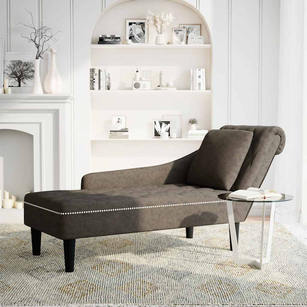 vidaXL Chaise longue avec coussin et accoudoir droit Similicuir Gris