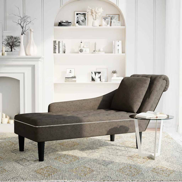 Chaiselongue Grau Kunstleder Rechte Armlehne