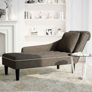 Chaiselongue Grau Kunstleder Rechte Armlehne