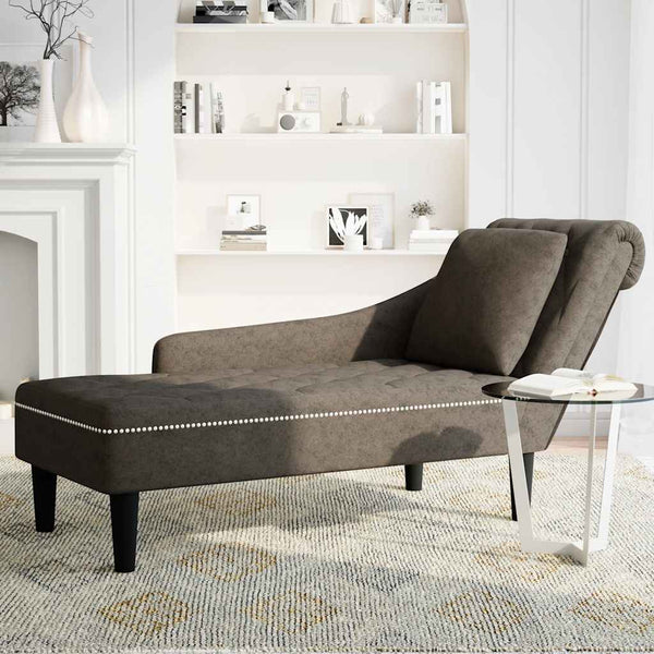 Chaiselongue Grau Kunstleder Rechte Armlehne