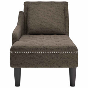 Chaiselongue Grau Kunstleder Rechte Armlehne