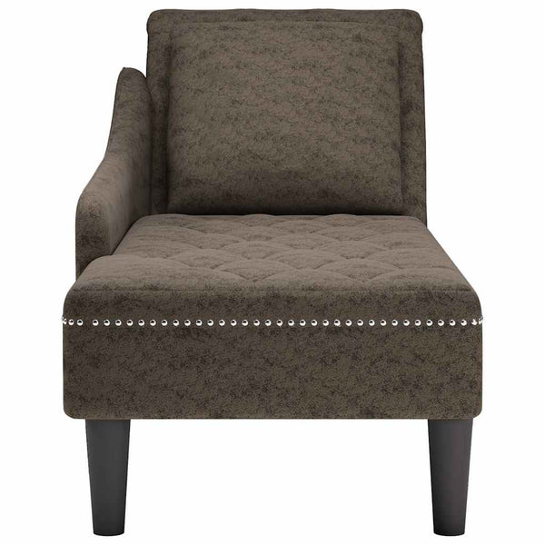 Chaiselongue Grau Kunstleder Rechte Armlehne