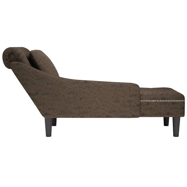 Chaiselongue Grau Kunstleder Rechte Armlehne