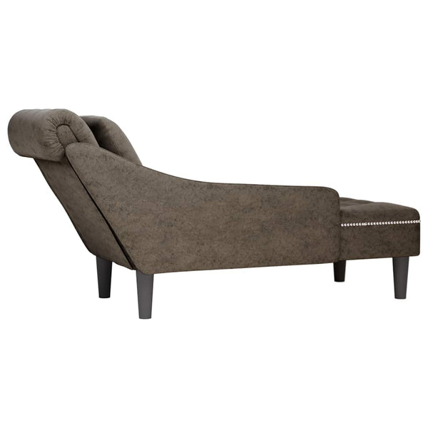 Chaiselongue Grau Kunstleder Rechte Armlehne