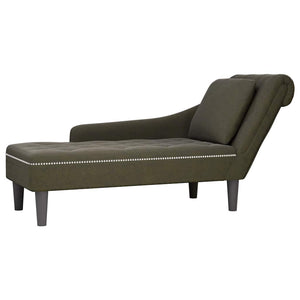 vidaXL Chaise longue avec coussin et accoudoir droit vert kaki en similicuir