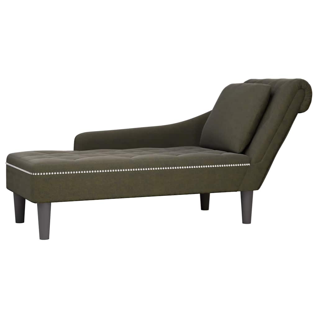 vidaXL Chaise longue avec coussin et accoudoir droit vert kaki en similicuir