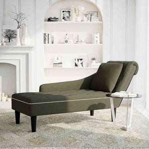 vidaXL Chaise longue avec coussin et accoudoir droit vert kaki en similicuir