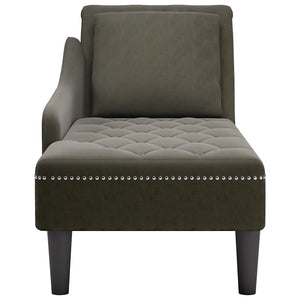 vidaXL Chaise longue avec coussin et accoudoir droit vert kaki en similicuir