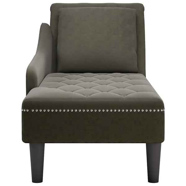 vidaXL Chaise longue avec coussin et accoudoir droit vert kaki en similicuir