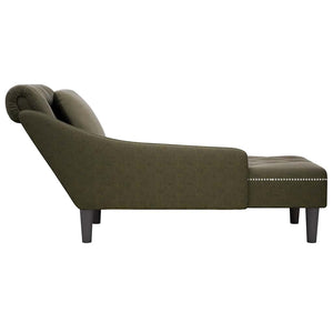 vidaXL Chaise longue avec coussin et accoudoir droit vert kaki en similicuir