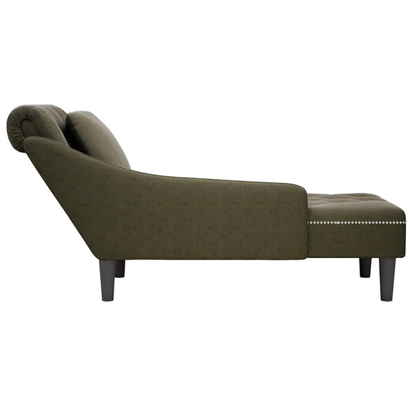vidaXL Chaise longue avec coussin et accoudoir droit vert kaki en similicuir
