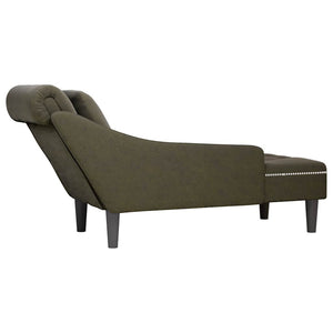 vidaXL Chaise longue avec coussin et accoudoir droit vert kaki en similicuir