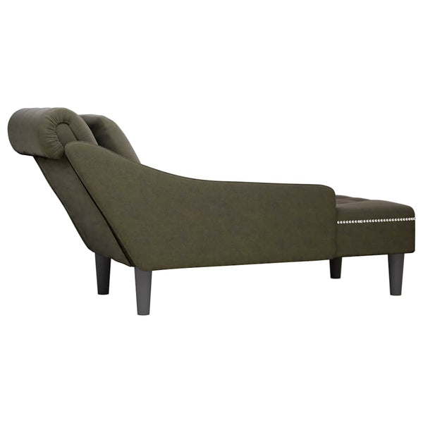 vidaXL Chaise longue avec coussin et accoudoir droit vert kaki en similicuir