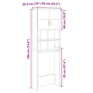 Waschmaschinenschrank Sonoma Eiche 64x25,5x190 cm