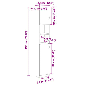 Badezimmerschrank Sonoma Eiche 32x25,5x190 cm