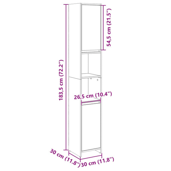 Badezimmerschrank Sonoma Eiche 30x30x183,5cm