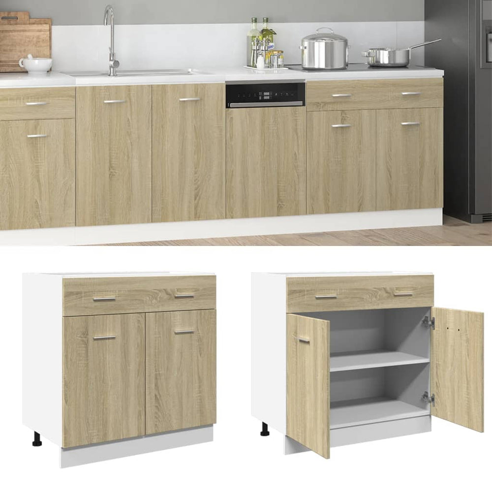 Küchen Unterschrank Lyon Sonoma-Eiche 80 cm