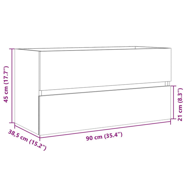 Waschbeckenunterschrank Sonoma-Eiche 90cm