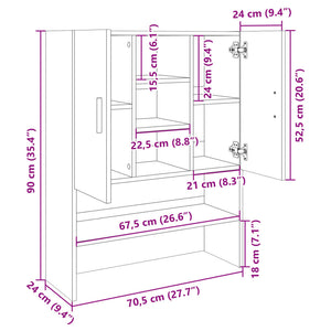 Waschmaschinenschrank Sonoma-Eiche 70,5x24x90 cm