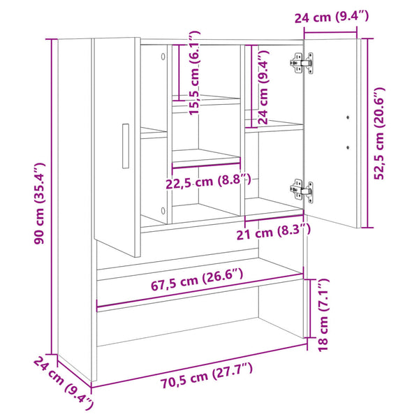 Waschmaschinenschrank Sonoma-Eiche 70,5x24x90 cm