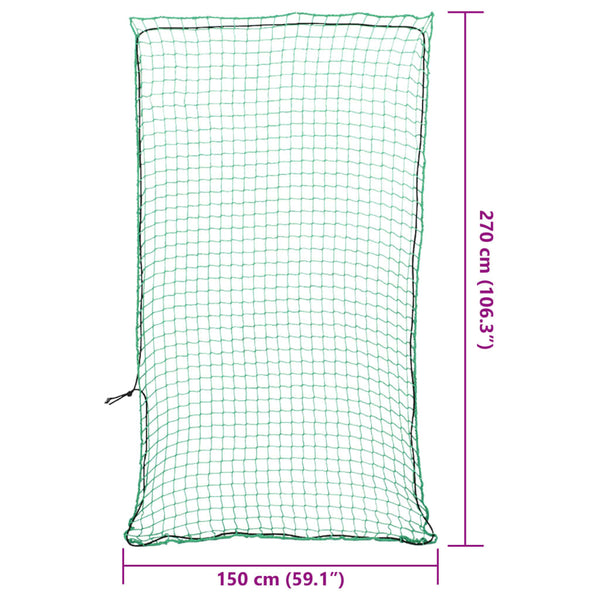 Grünes Anhängernetz mit Gummiseil 2,7x1,5 m